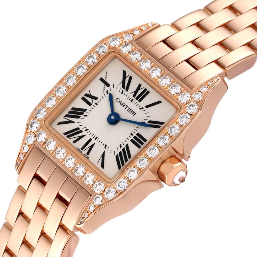 Cartier Santos Demoiselle petite montre pour femme en or rose et diamants 2794 en vente 1