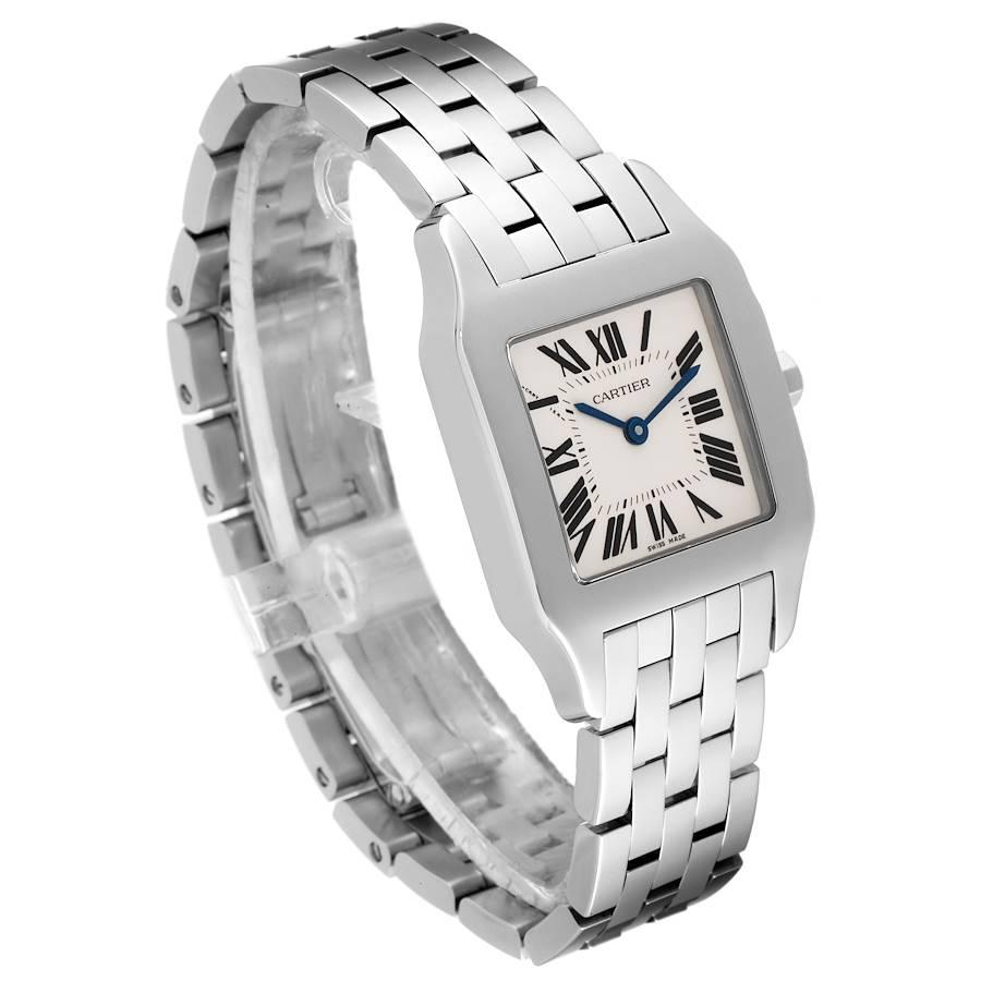 Cartier Santos Demoiselle Steel Midsize Silver Dial Ladies Watch W25065Z5 In Excellent Condition In Atlanta, GA