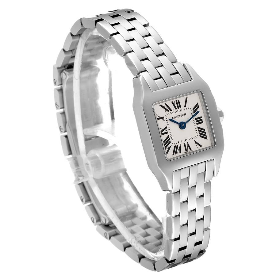 Cartier Santos Demoiselle Steel Silver Dial Ladies Watch W25064Z5 In Excellent Condition For Sale In Atlanta, GA