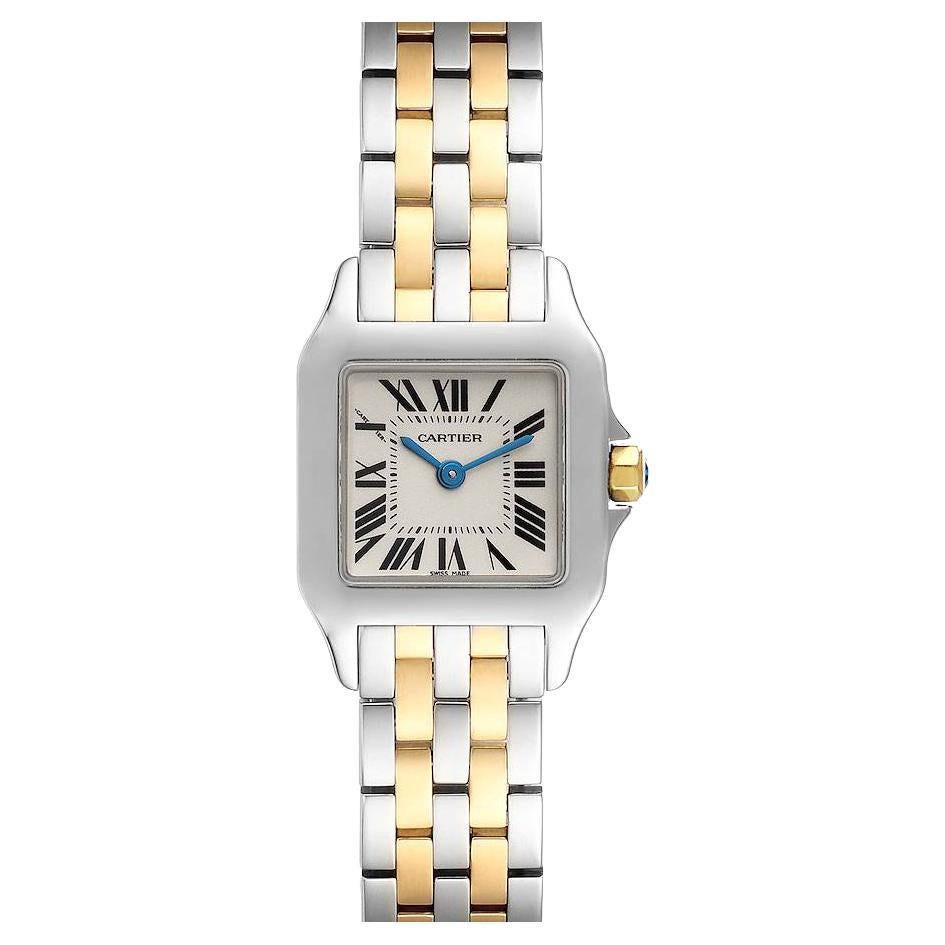 Cartier Santos Demoiselle Montre pour femme en acier, or jaune et argent avec cadran en argent W25066Z6 en vente