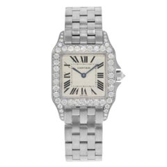 Cartier Santos Demoiselle WF9004Y8 18K White Gold & Diamonds Quartz Ladies Watch