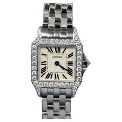 Antique Cartier Santos DeMoiselle White Gold and Diamonds Ladies Wrist Watch