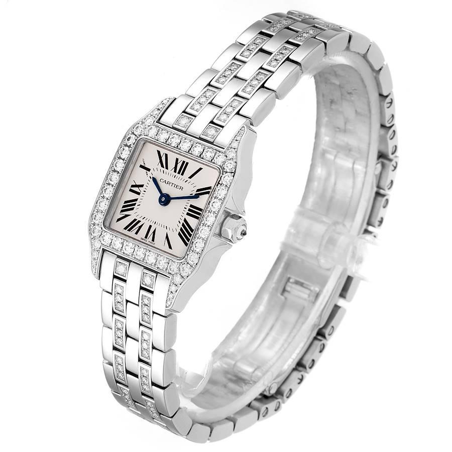 Women's Cartier Santos Demoiselle White Gold Diamond Ladies Watch WF9003YC For Sale