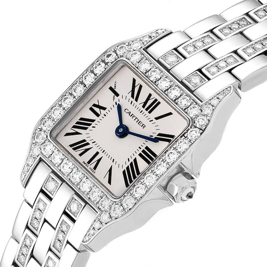 Cartier Santos Demoiselle White Gold Diamond Ladies Watch WF9003YC For Sale 1