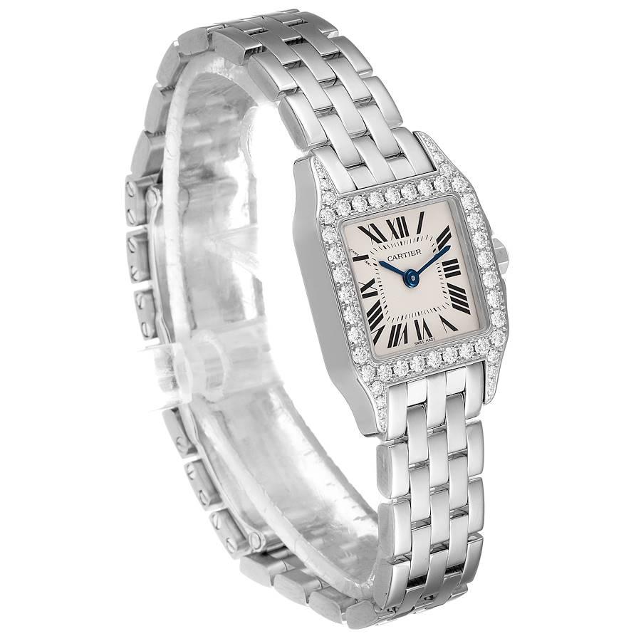 Cartier Santos Demoiselle White Gold Diamond Ladies Watch WF9005Y8 In Excellent Condition For Sale In Atlanta, GA