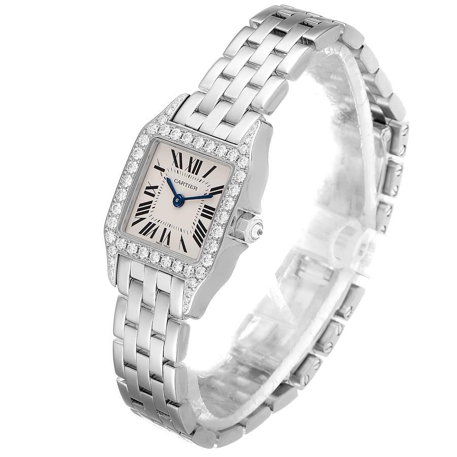 Women's Cartier Santos Demoiselle White Gold Diamond Ladies Watch WF9005Y8 For Sale