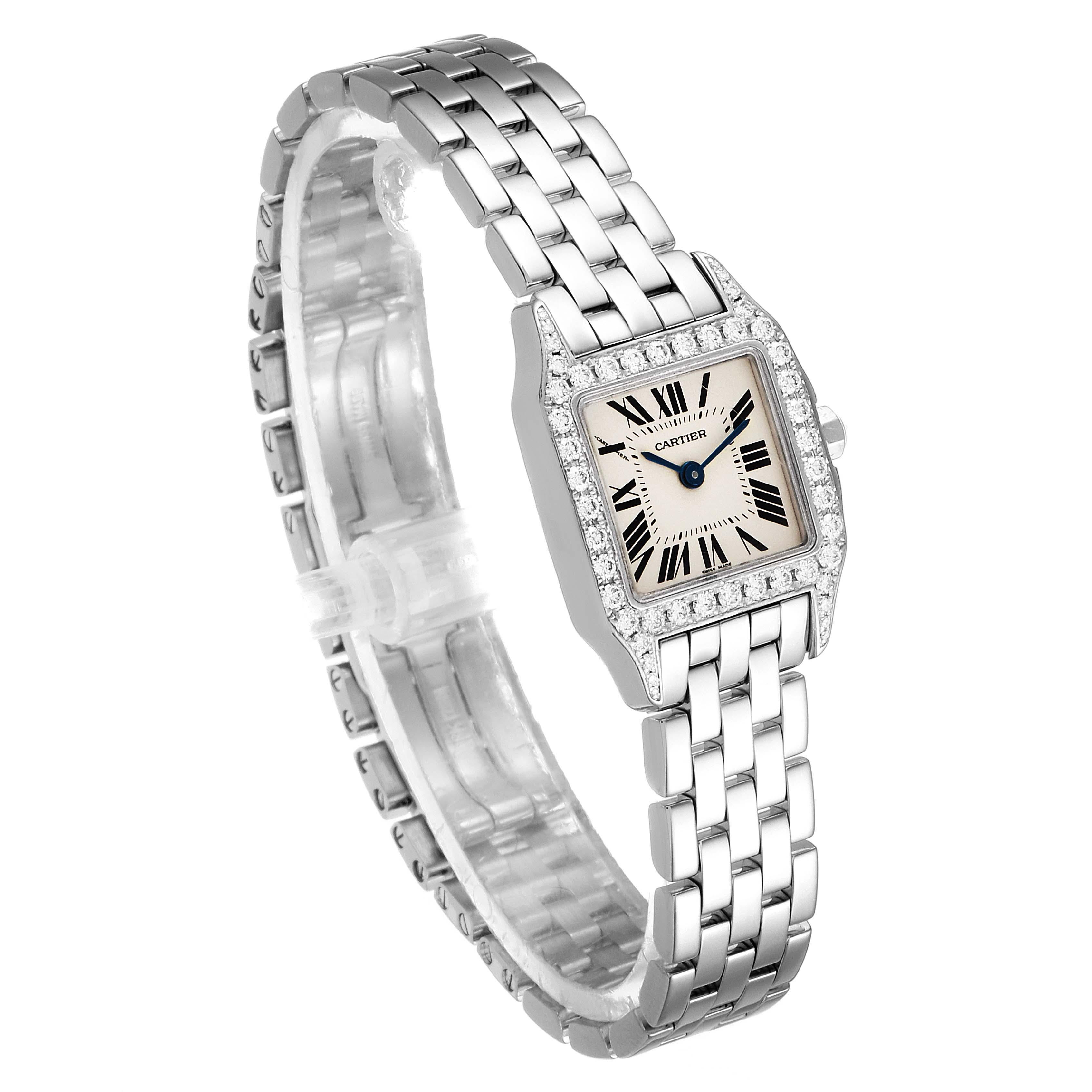 Women's Cartier Santos Demoiselle White Gold Diamond Ladies Watch WF9005Y8 For Sale