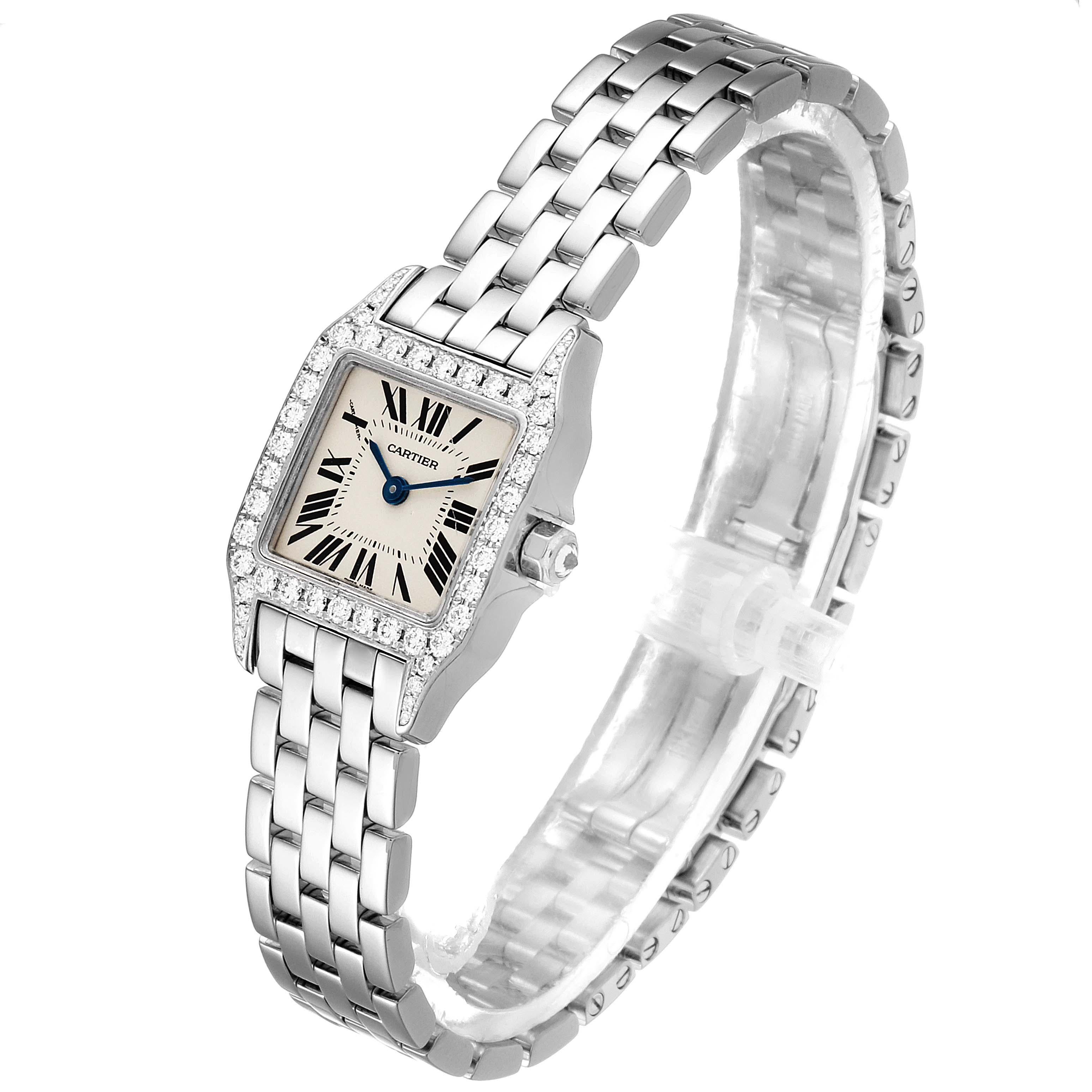 Cartier Santos Demoiselle White Gold Diamond Ladies Watch WF9005Y8 For Sale 1