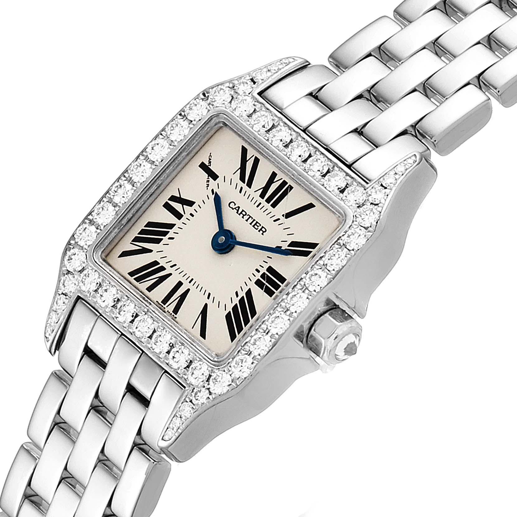 Cartier Santos Demoiselle White Gold Diamond Ladies Watch WF9005Y8 For Sale 2