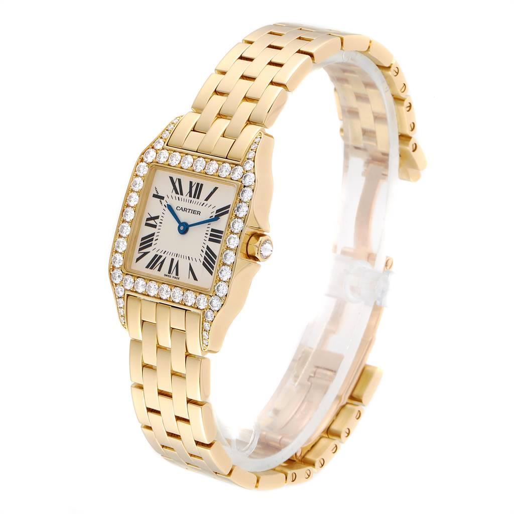 Women's Cartier Santos Demoiselle Yellow Gold Diamond Midsize Ladies Watch WF9002Y7