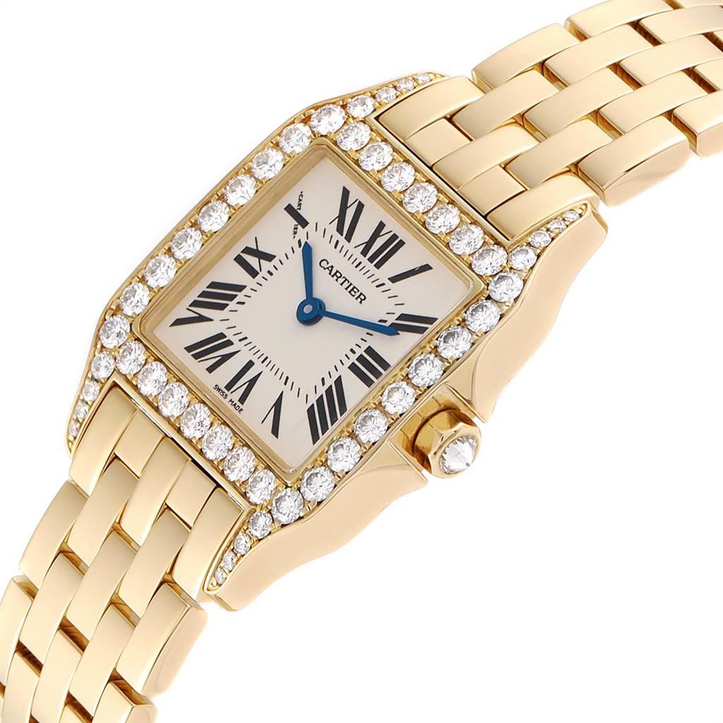 Cartier Santos Demoiselle Yellow Gold Diamond Midsize Ladies Watch WF9002Y7 2