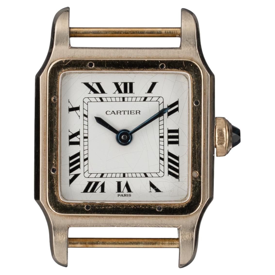 Cartier Santos Deux Or SM 78226 Quadrante Parigi 18k WG/YG Anni '80 in vendita
