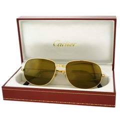 Cartier "Santos" Diamond Set 18k Gold Sunglasses