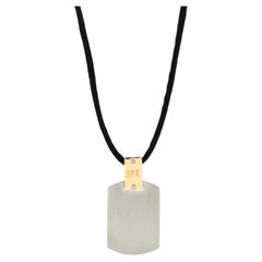 Cartier Santos Dog Tag Pendant Necklace Stainless Steel and 18k Yellow Gold