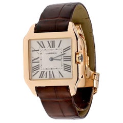 Cartier Santos-Dumont 18 Karat Rose Gold 2788 Leather Strap Box and Papers