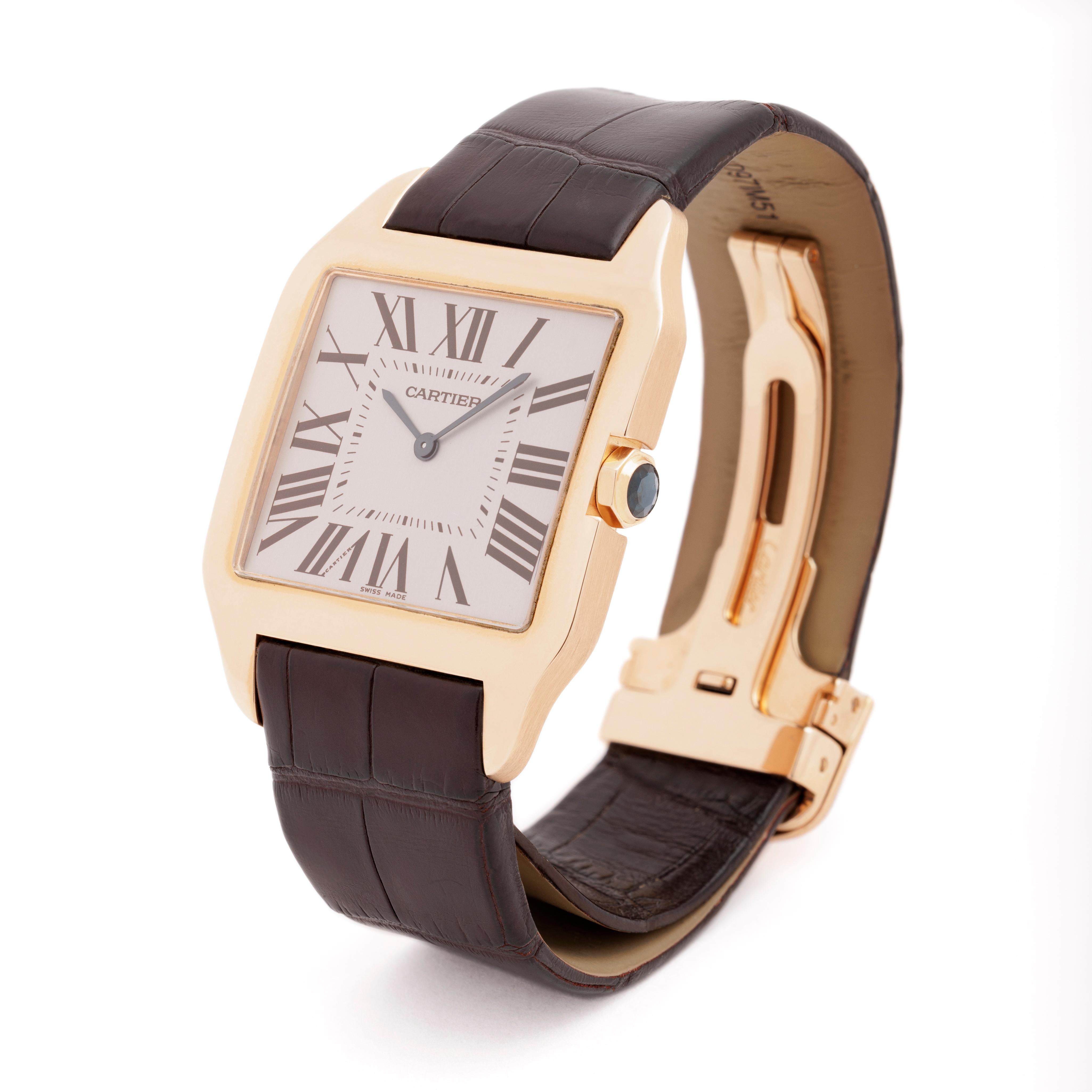 Cartier Santos Dumont 18 Karat Rose Gold Model W2006951 In Excellent Condition For Sale In New York, NY