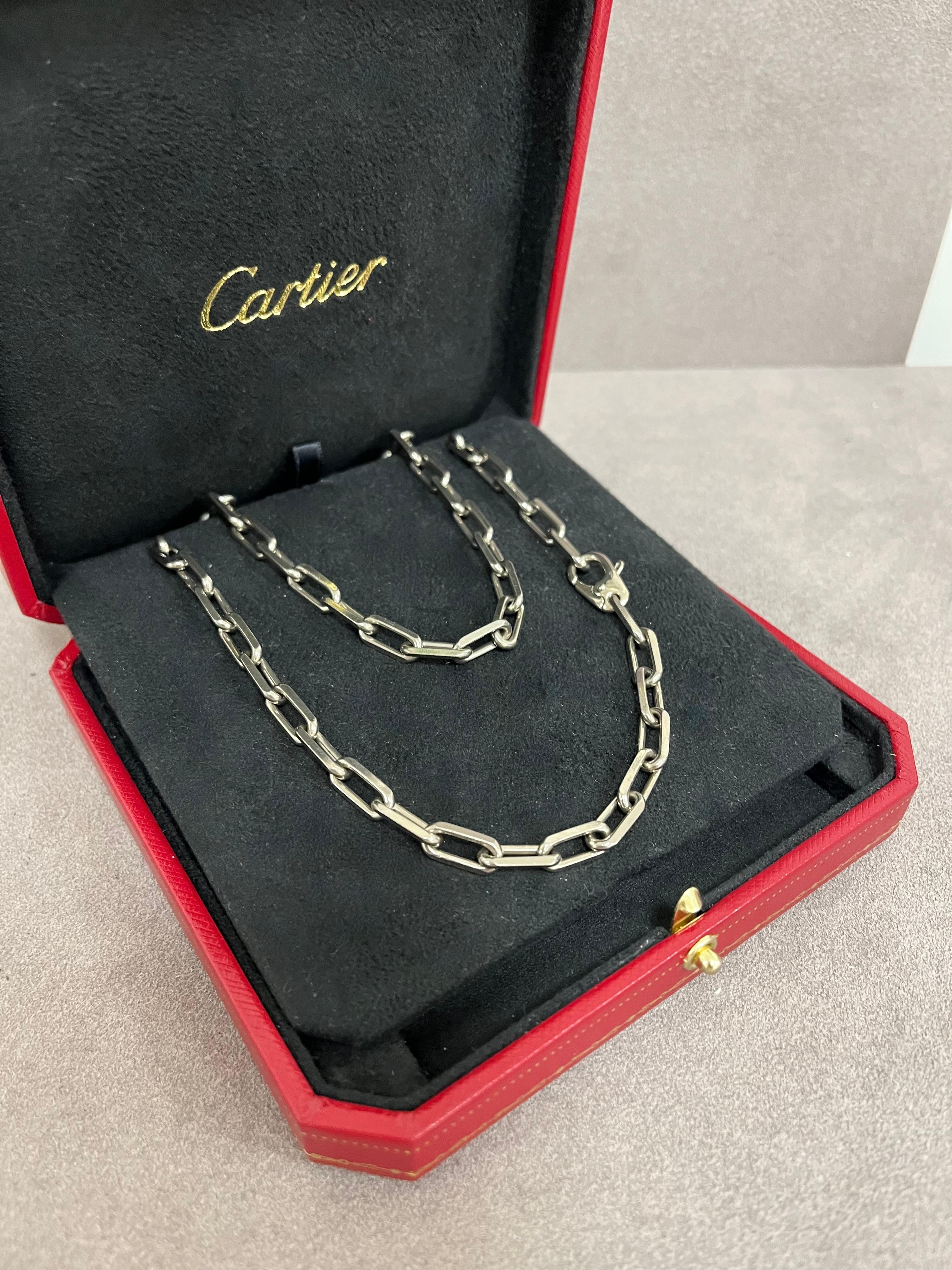 Modern Cartier Santos Dumont 18 Karat White Gold Chain Necklace For Sale