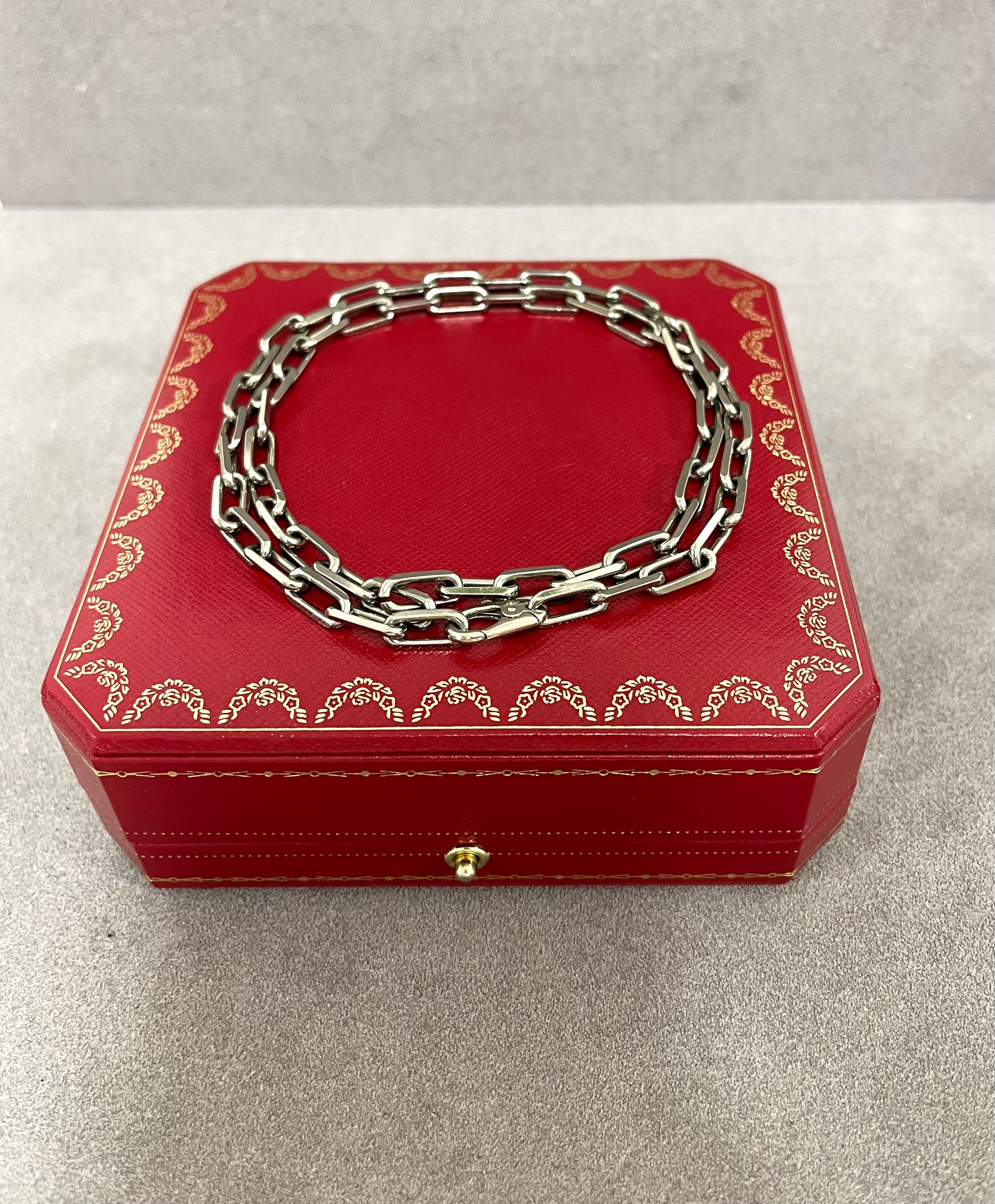 Cartier Santos Dumont 18 Karat White Gold Chain Necklace In Excellent Condition For Sale In Rome, IT