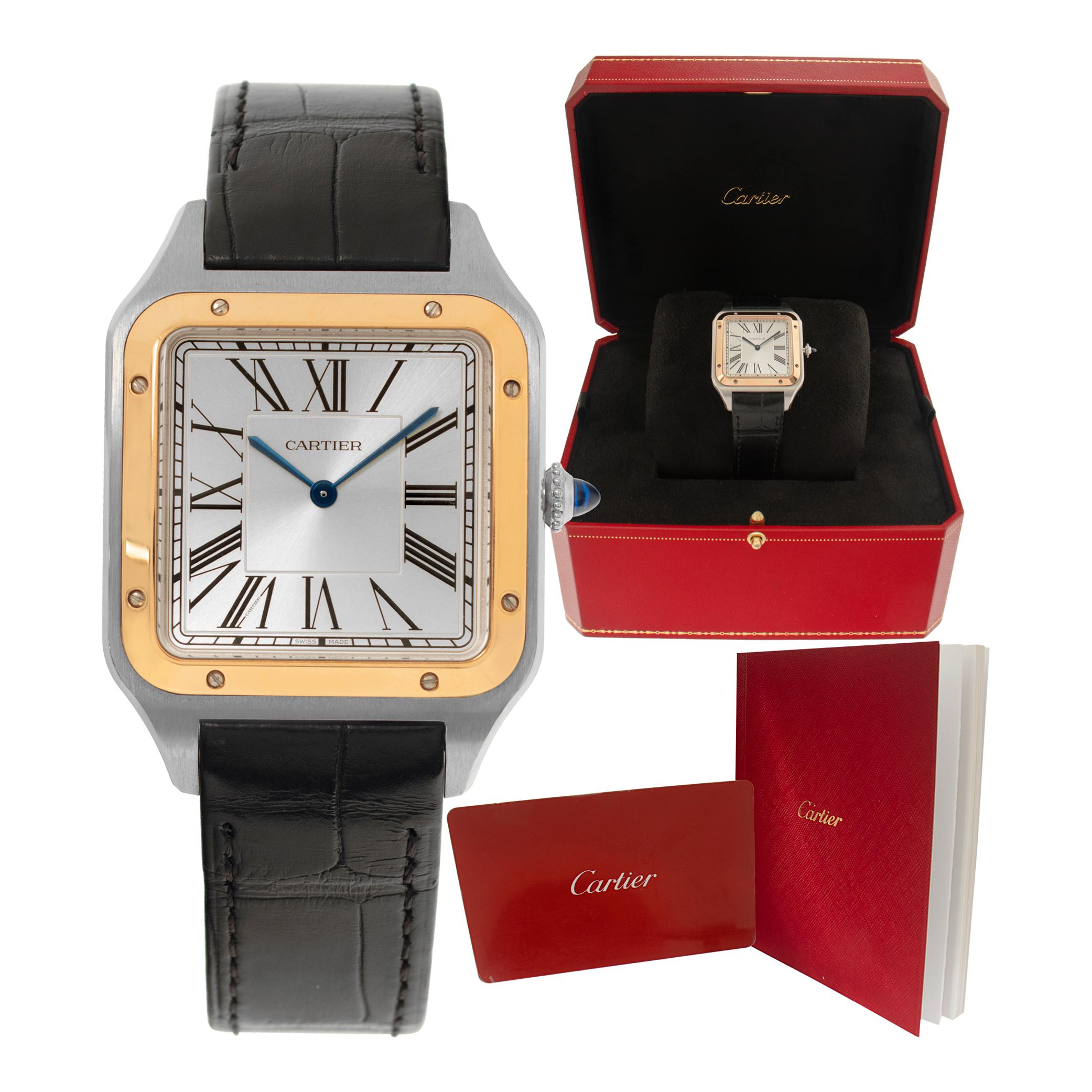 Cartier Santos Dumont 18k gold & stainless steel Manual Wristwatch Ref w2sa0017 For Sale 4