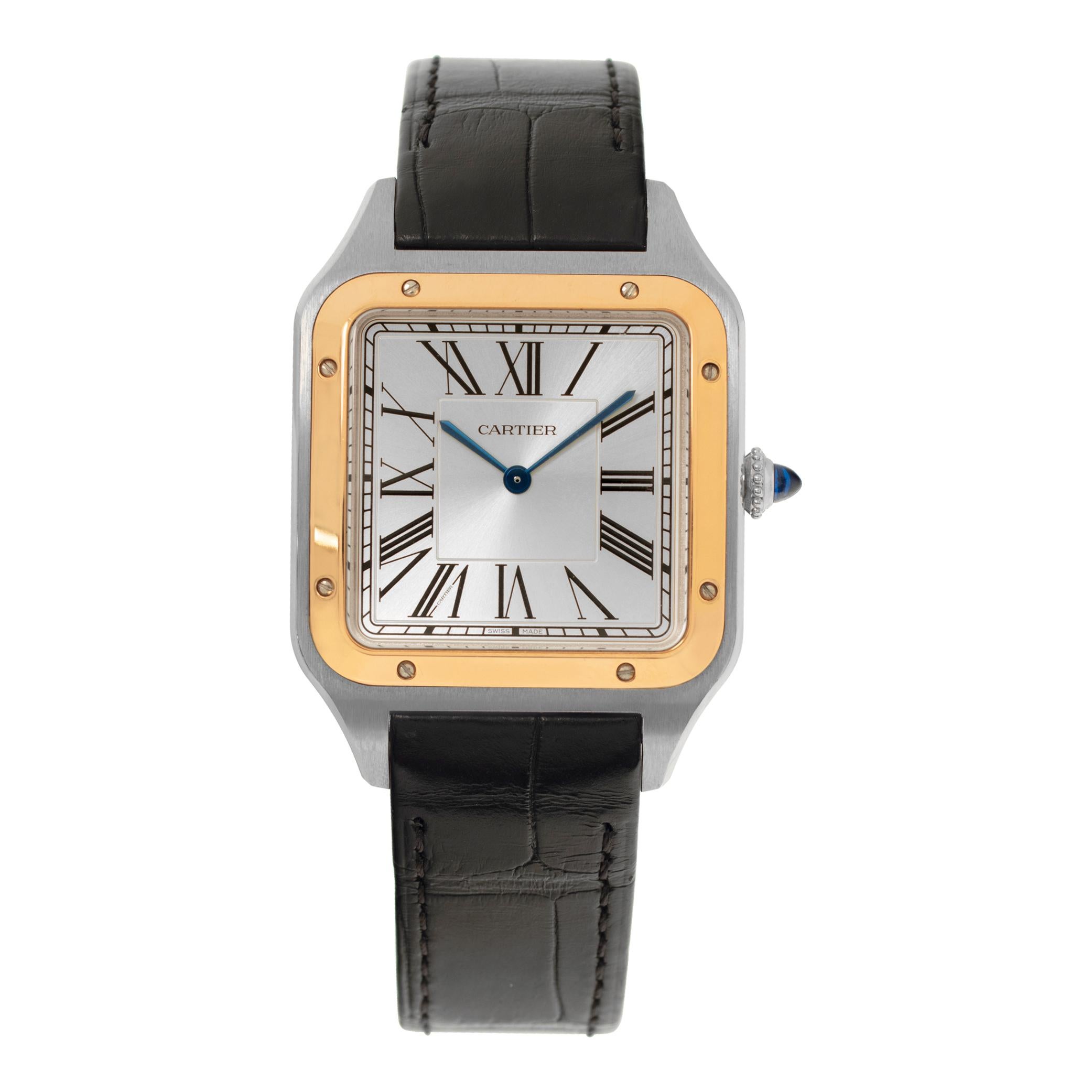 Cartier Santos Dumont 18k gold & stainless steel Manual Wristwatch Ref w2sa0017 For Sale
