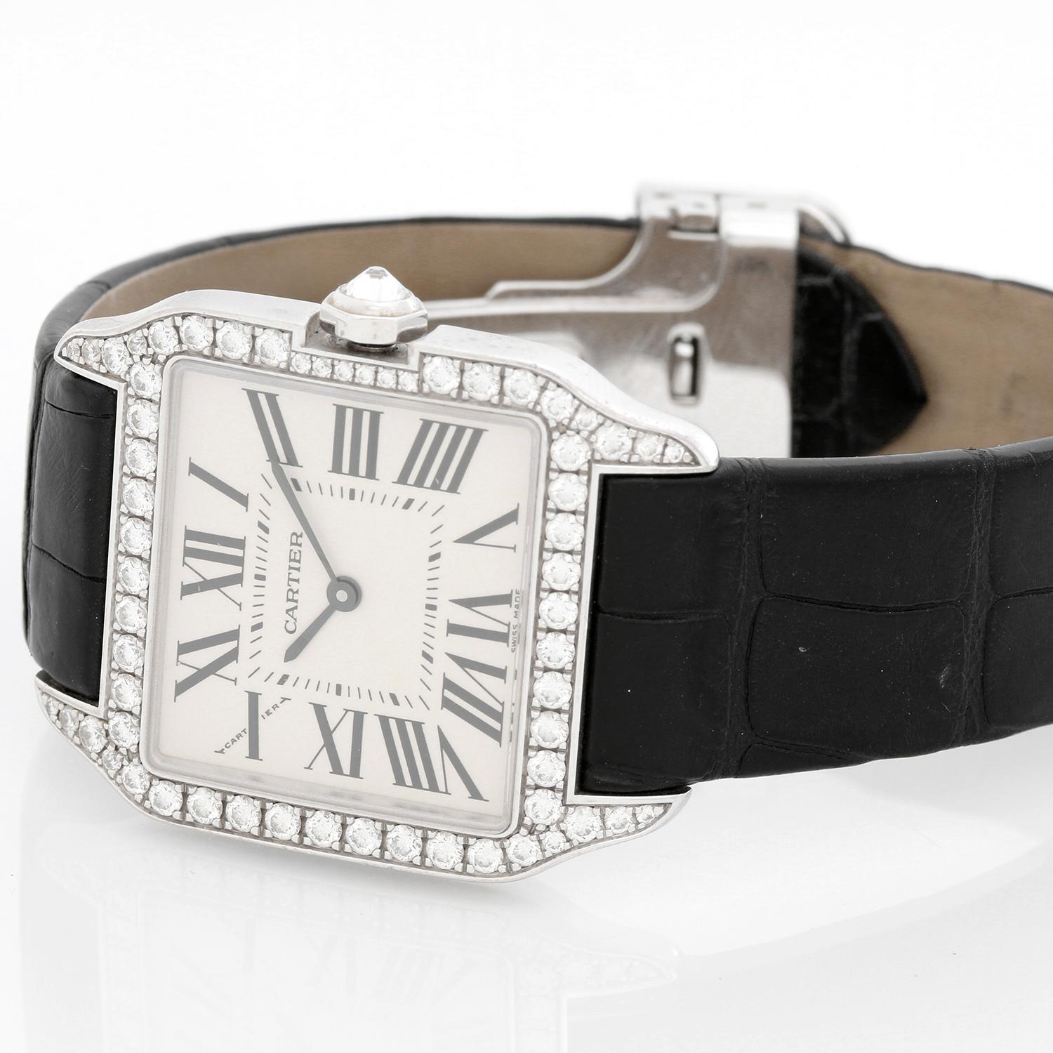 cartier santos silver women's watch - wh100251