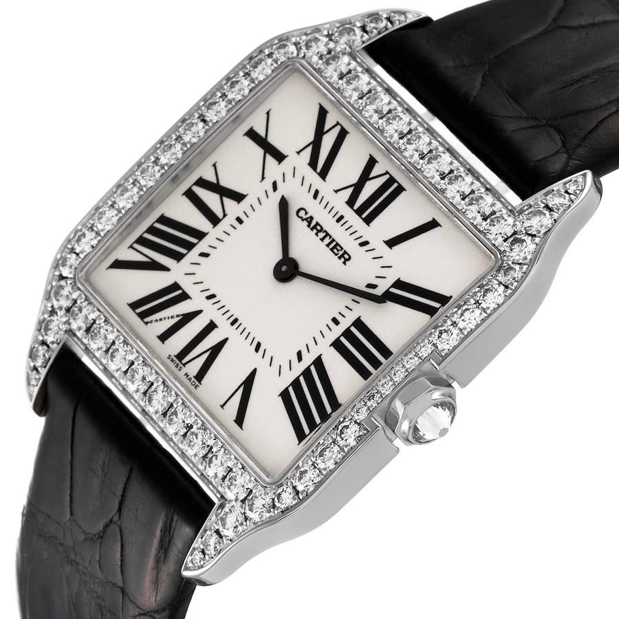 Men's Cartier Santos Dumont 18k White Gold Silver Dial Mens Watch WH100651