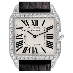 Cartier Santos Dumont 18k White Gold Silver Dial Mens Watch WH100651