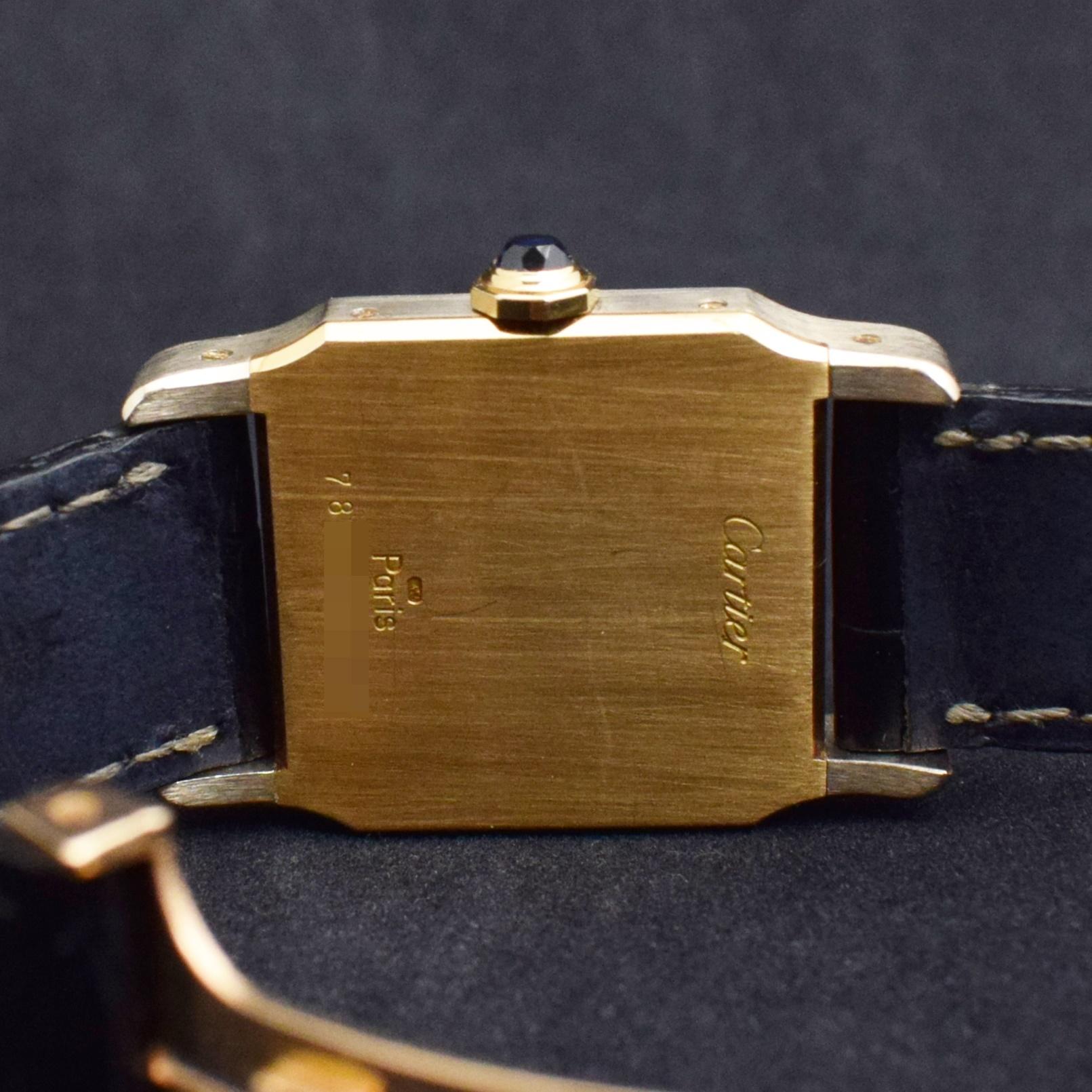 Women's or Men's Cartier Santos Dumont 18K Yellow & White Gold Paris Dial 78225 Manual Watch 1980 For Sale
