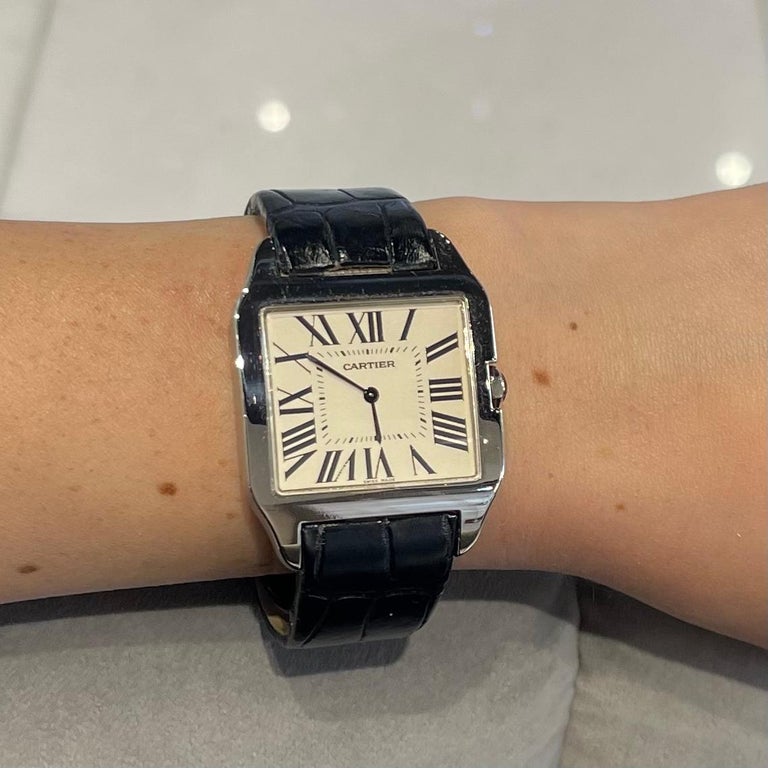 Reloj Cartier Santos Dumont 2651 Oro Blanco Correa de Aligátor