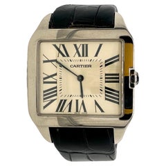 Cartier Santos Dumont 2651 Weißgold-Uhr mit schwarzem Alligatorarmband
