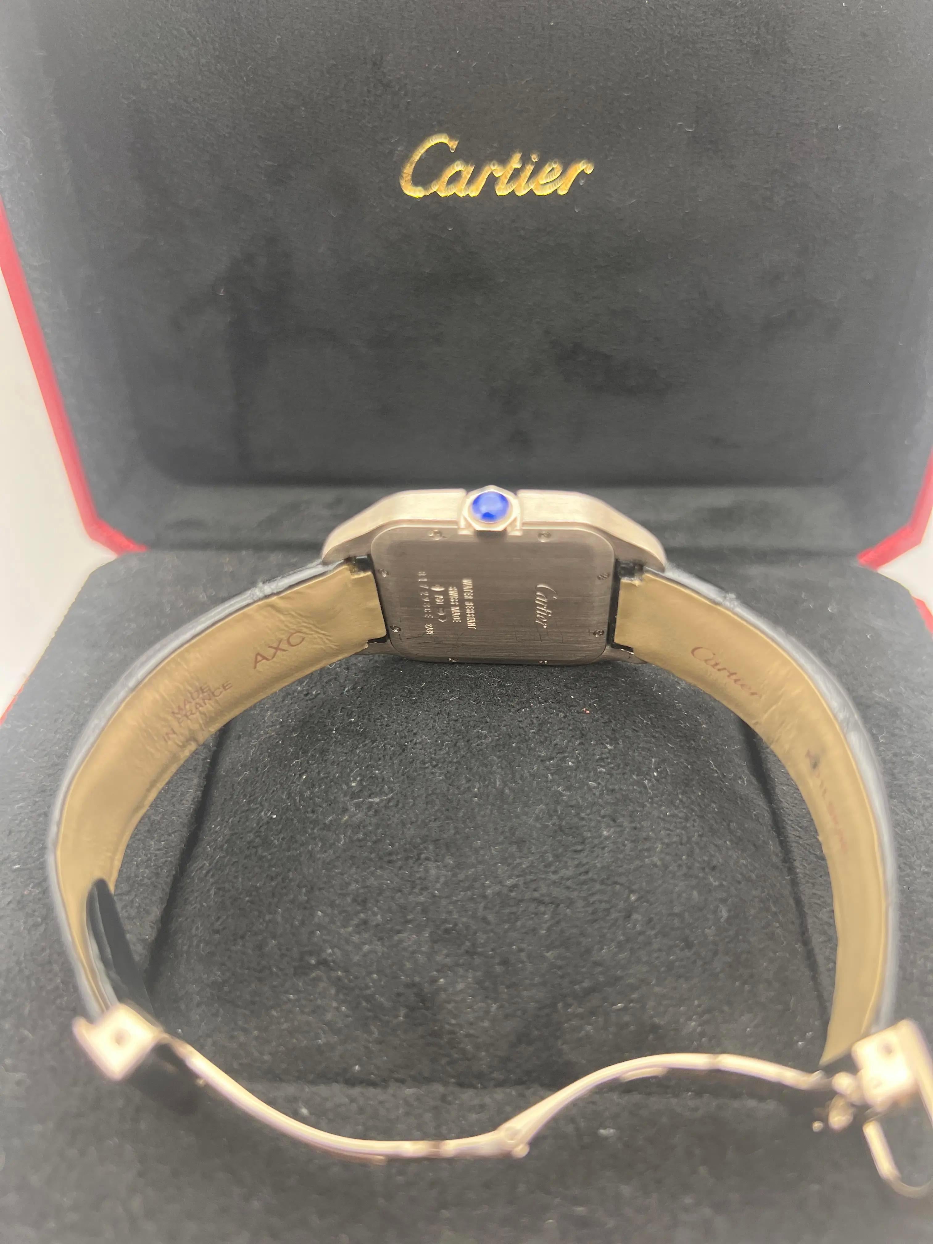 Cartier Santos Dumont 30.5mm x 38.5mm 18K White Gold W2009451 Box and Card For Sale 7