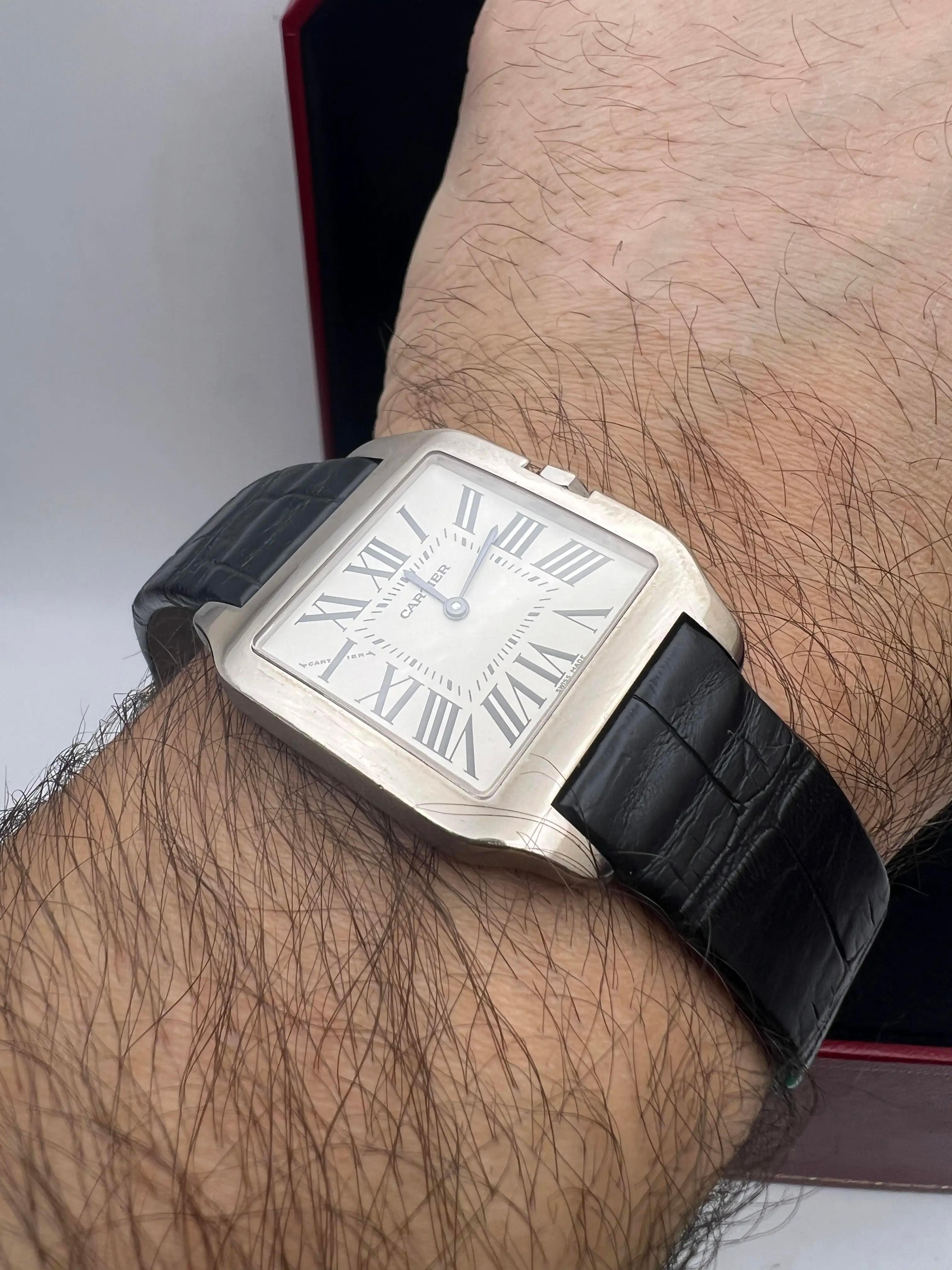 Women's or Men's Cartier Santos Dumont 30.5mm x 38.5mm 18K White Gold W2009451 Box and Card For Sale