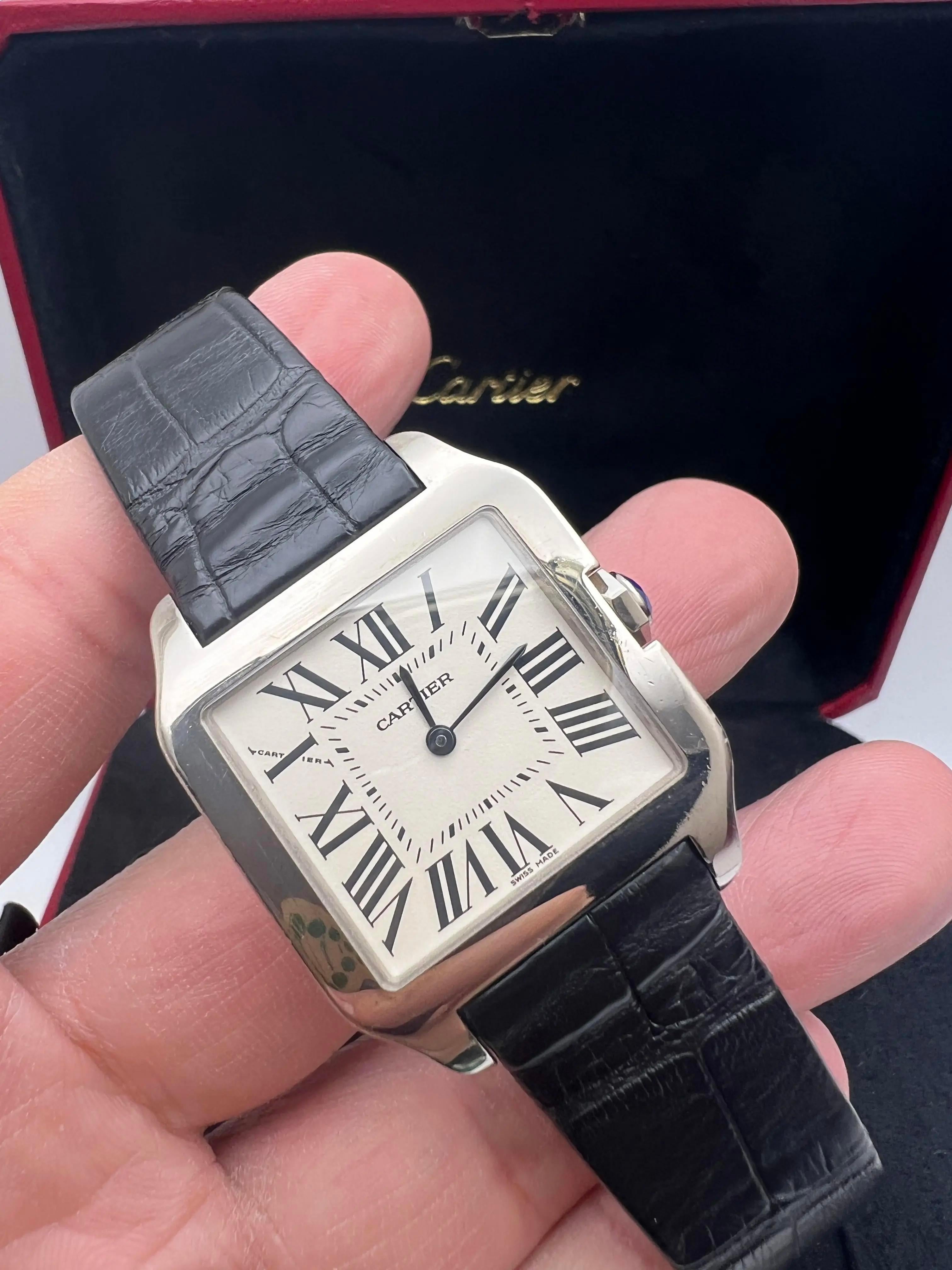 Cartier Santos Dumont 30.5mm x 38.5mm 18K White Gold W2009451 Box and Card For Sale 1