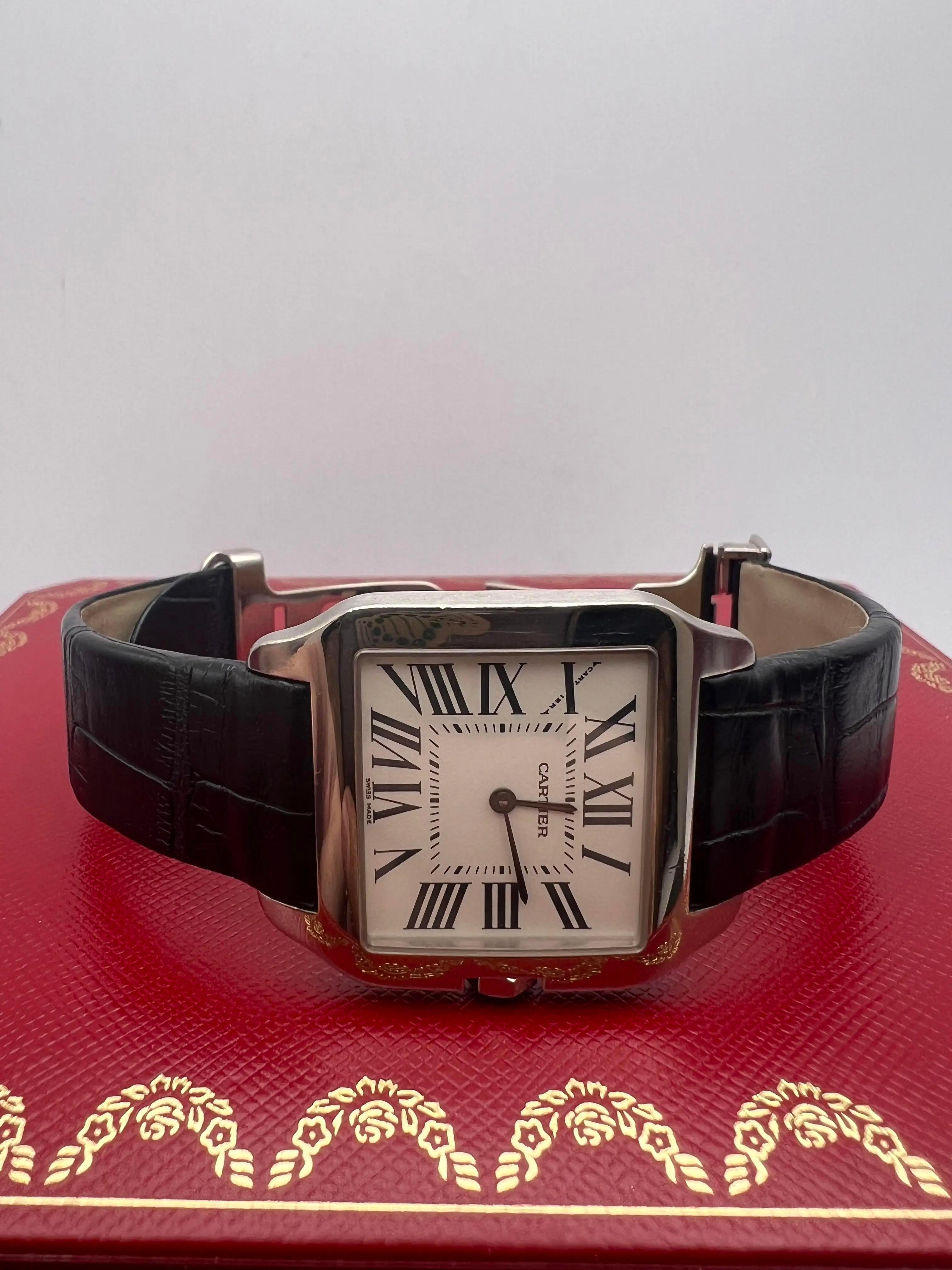 Cartier Santos Dumont 30.5mm x 38.5mm 18K White Gold W2009451 Box and Card For Sale 2