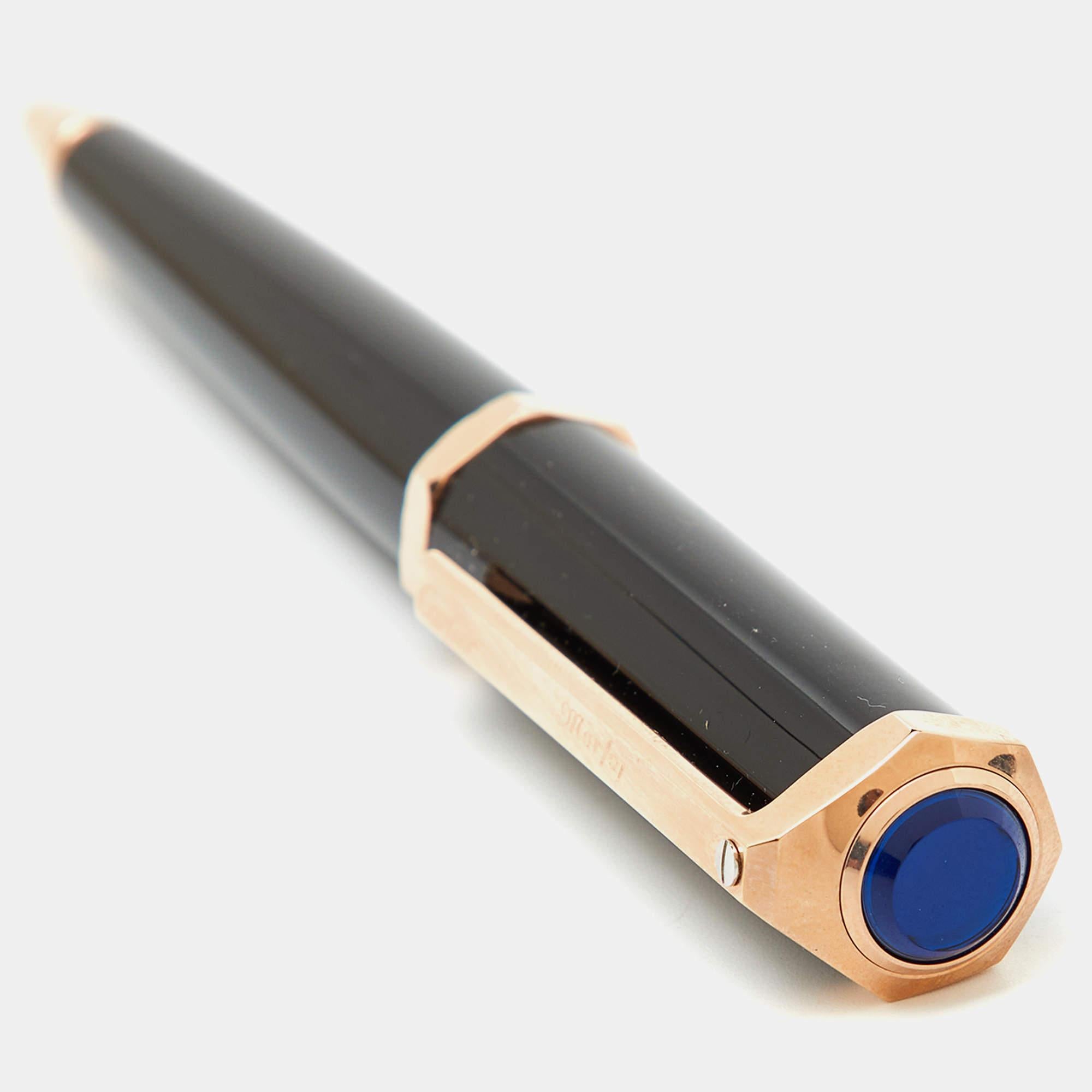 Men's Cartier Santos Dumont Black Resin Gold Tone Ballpoint Pen