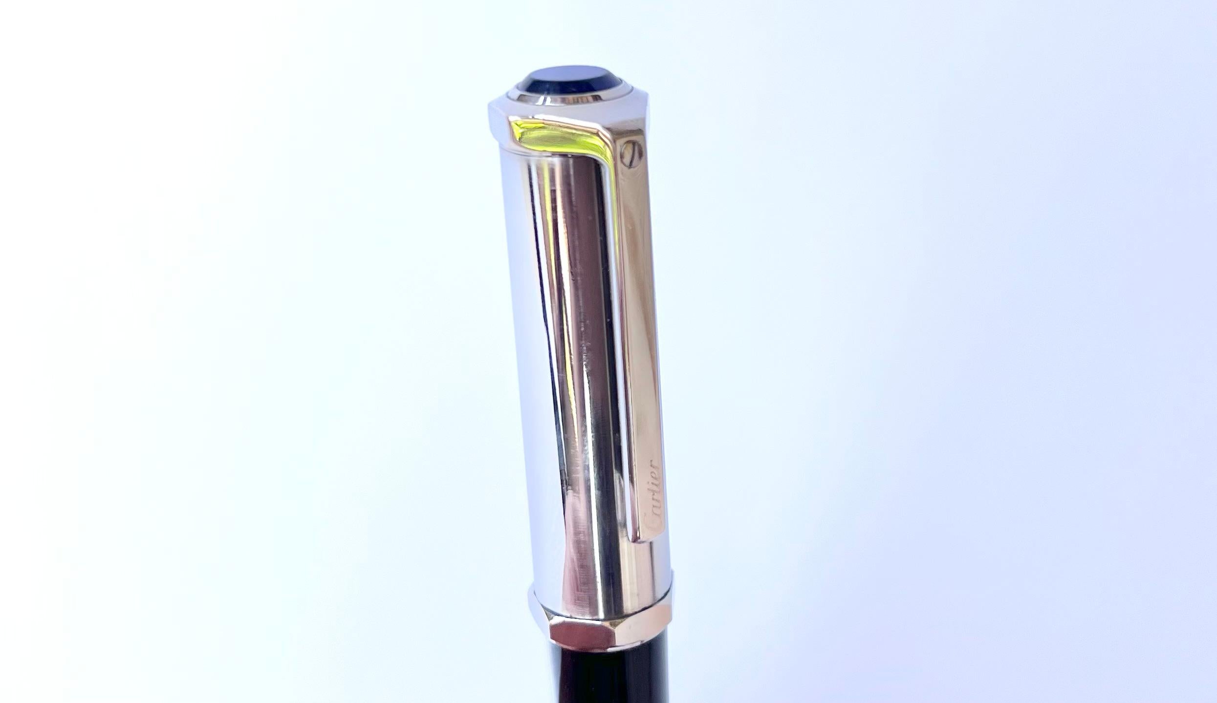 Cartier Santos-Dumont Brushed metal de metal rollerball pen  For Sale 3