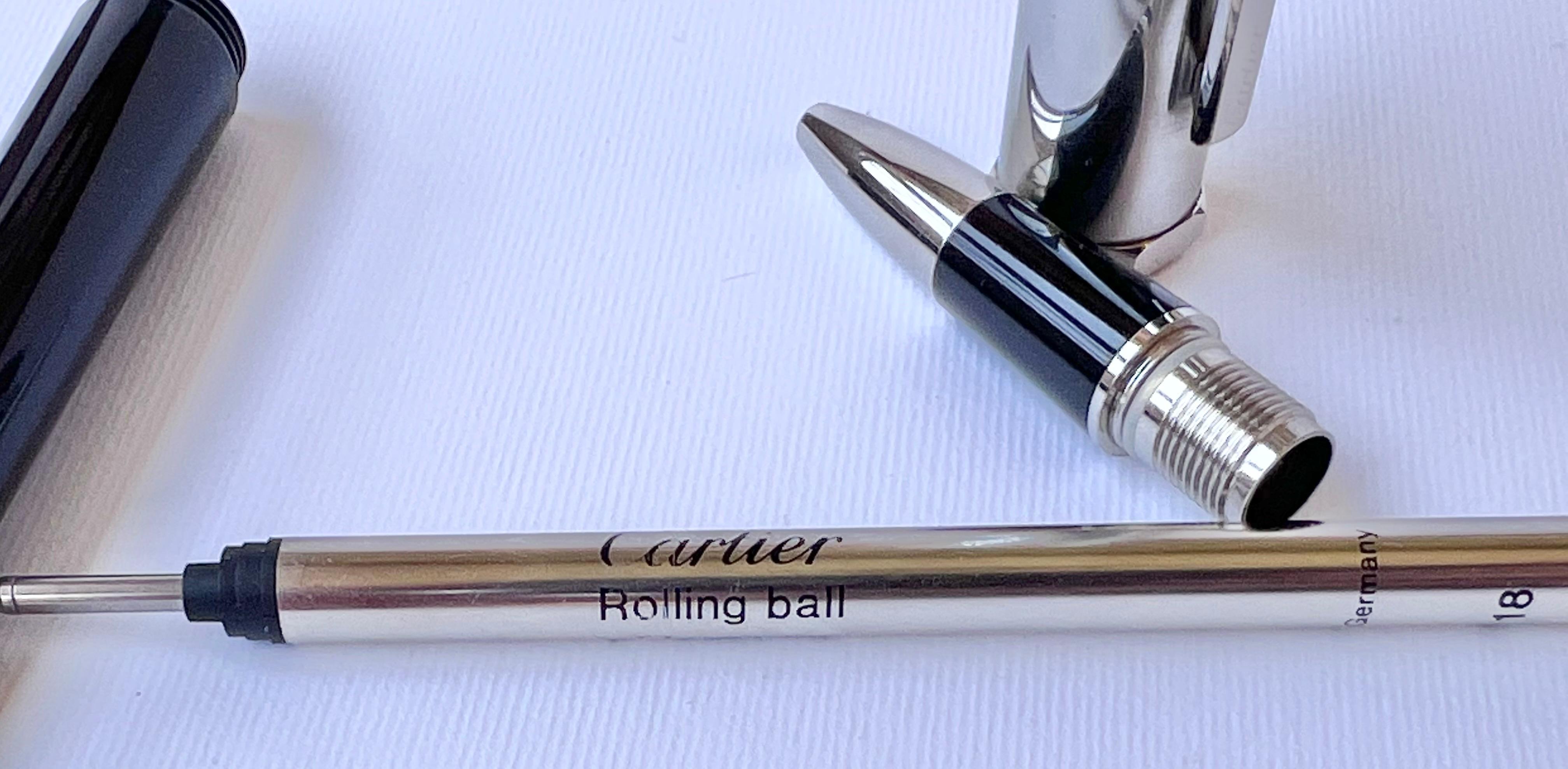 Cartier Santos-Dumont Brushed metal de metal rollerball pen  For Sale 9