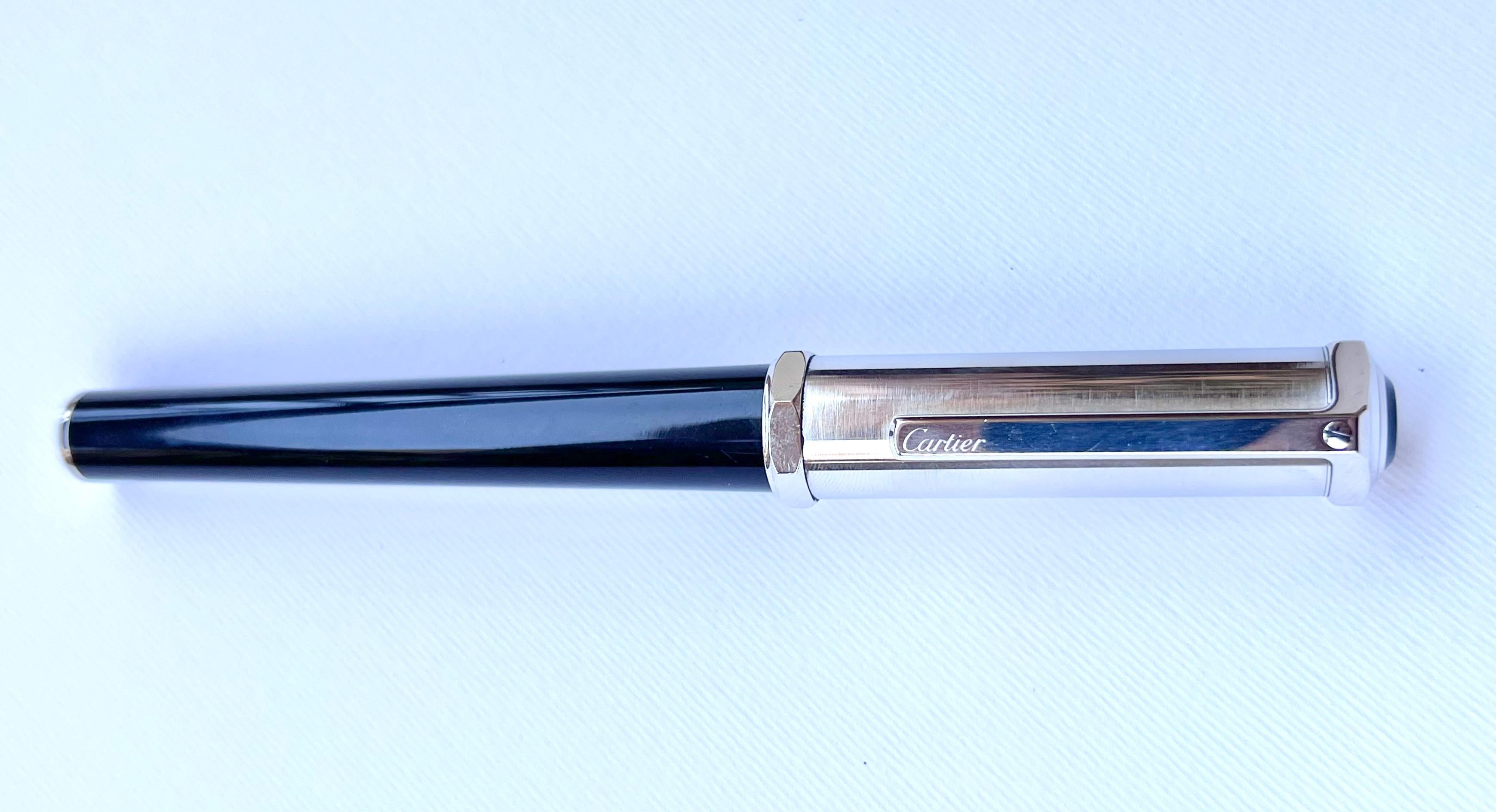Cartier Santos-Dumont Brushed metal de metal rollerball pen  For Sale 1