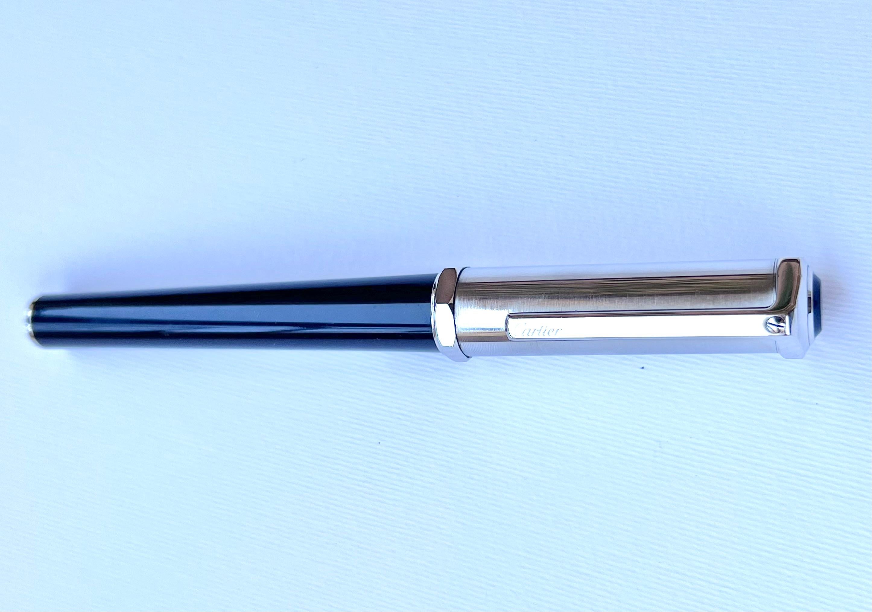 Cartier Santos-Dumont Brushed metal de metal rollerball pen  For Sale 2