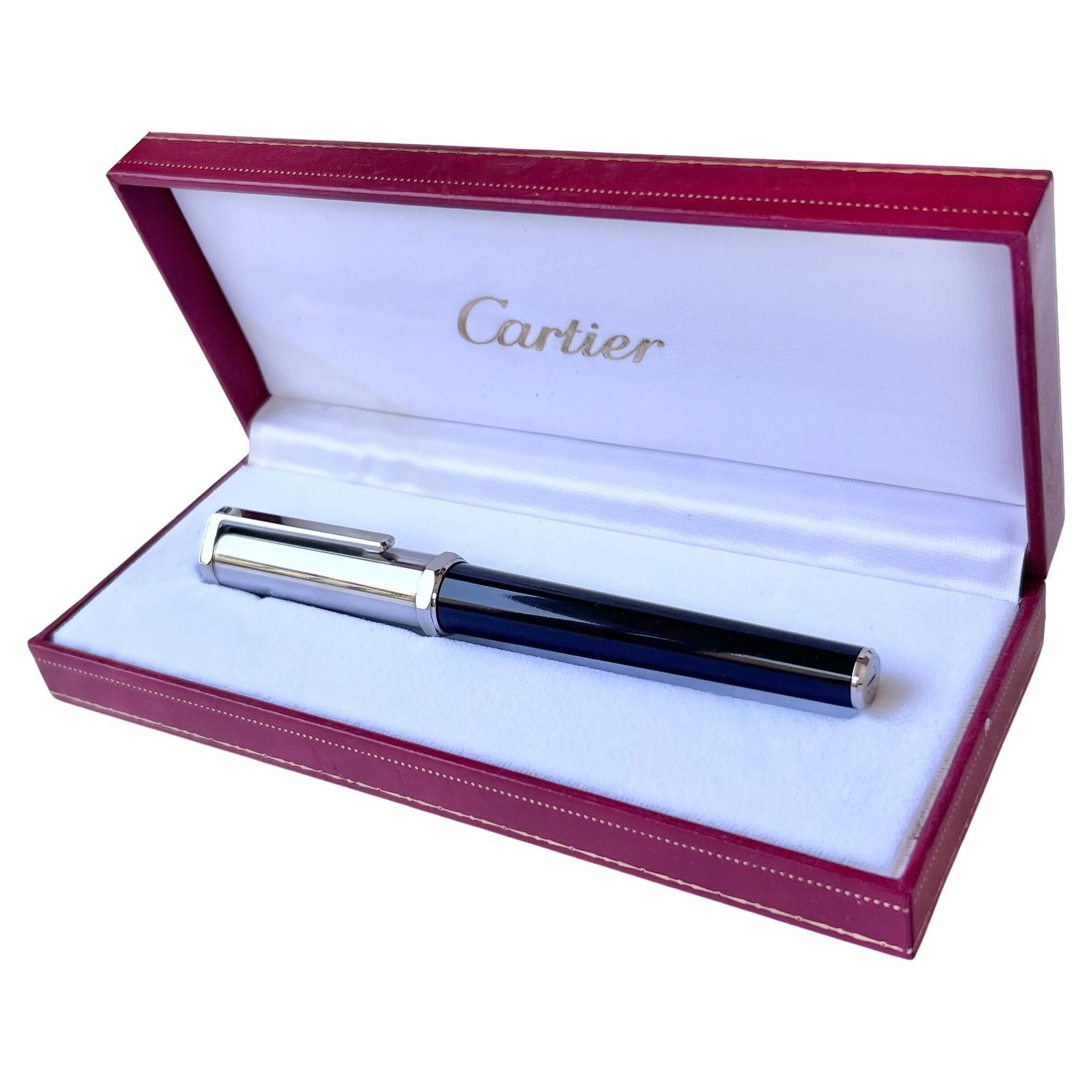 Cartier Santos-Dumont Brushed metal de metal rollerball pen  For Sale