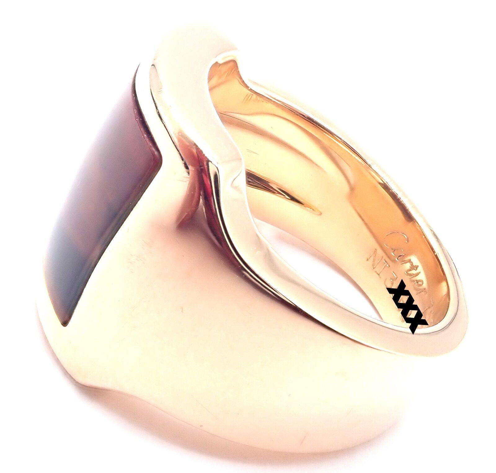 Uncut Cartier Santos Dumont Bull's Eye Quartz Rose Gold Ring For Sale