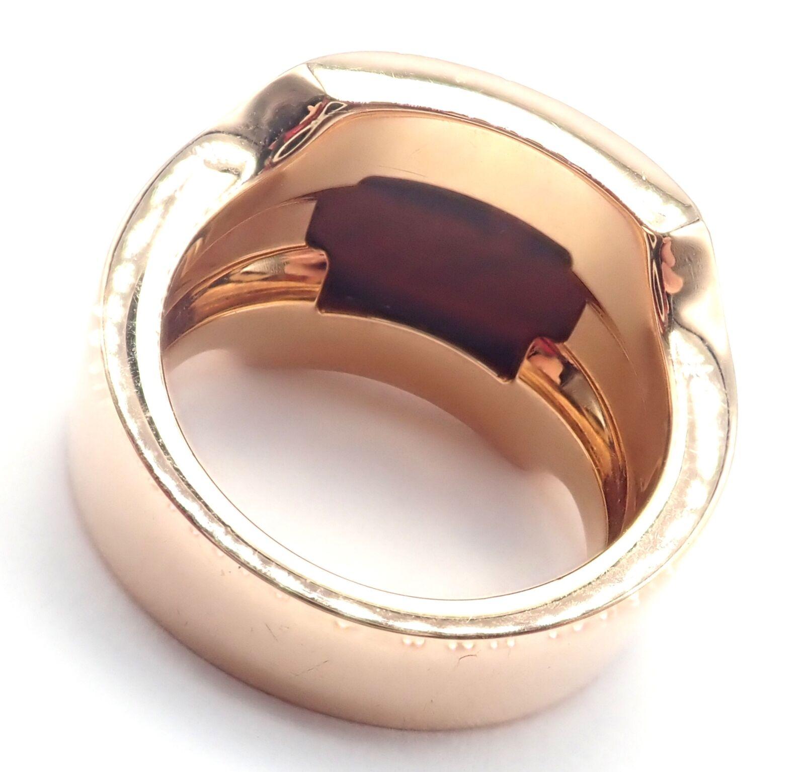 Uncut Cartier Santos Dumont Bull's Eye Quartz Rose Gold Ring For Sale