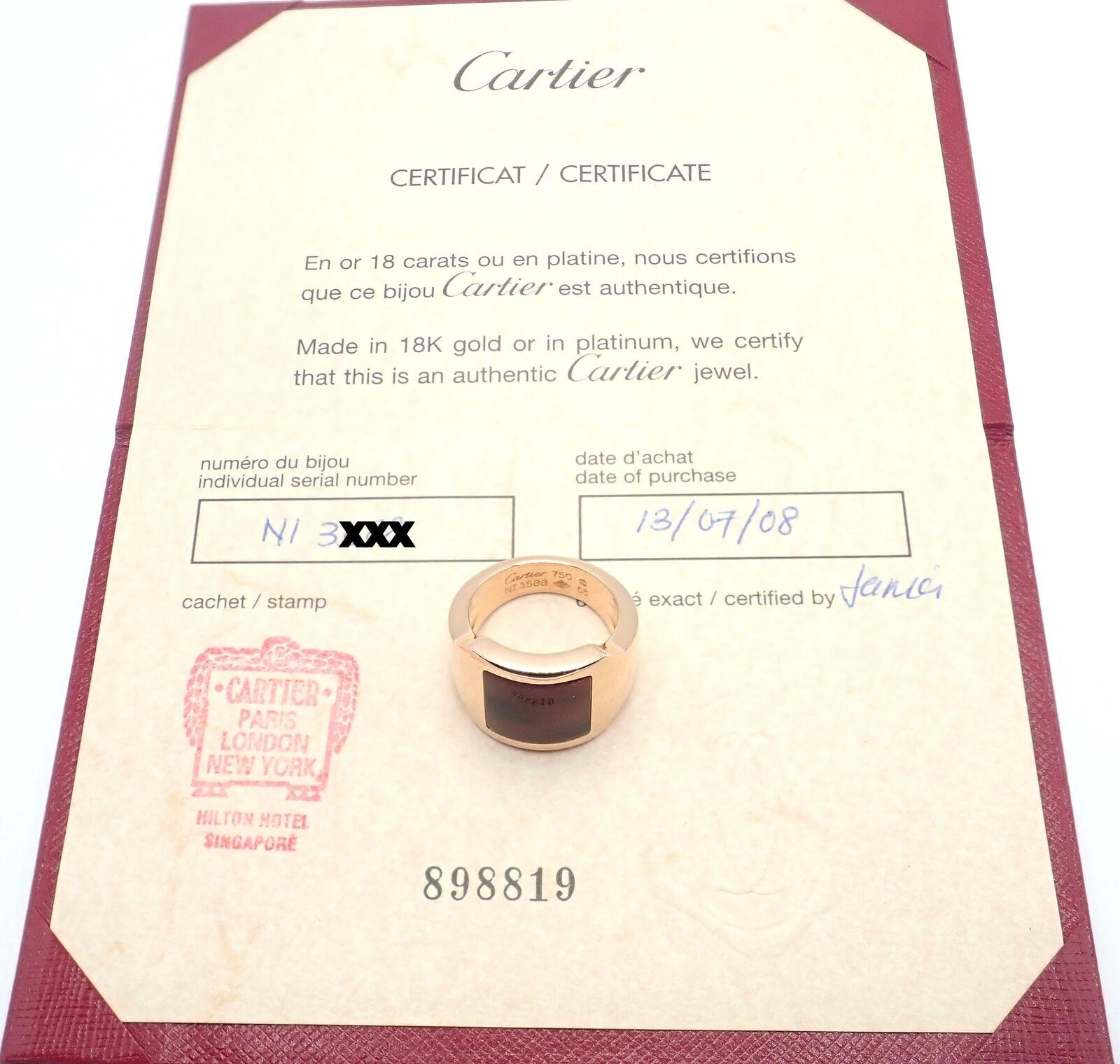 Cartier Santos Dumont Bull's Eye Quartz Rose Gold Ring For Sale 2