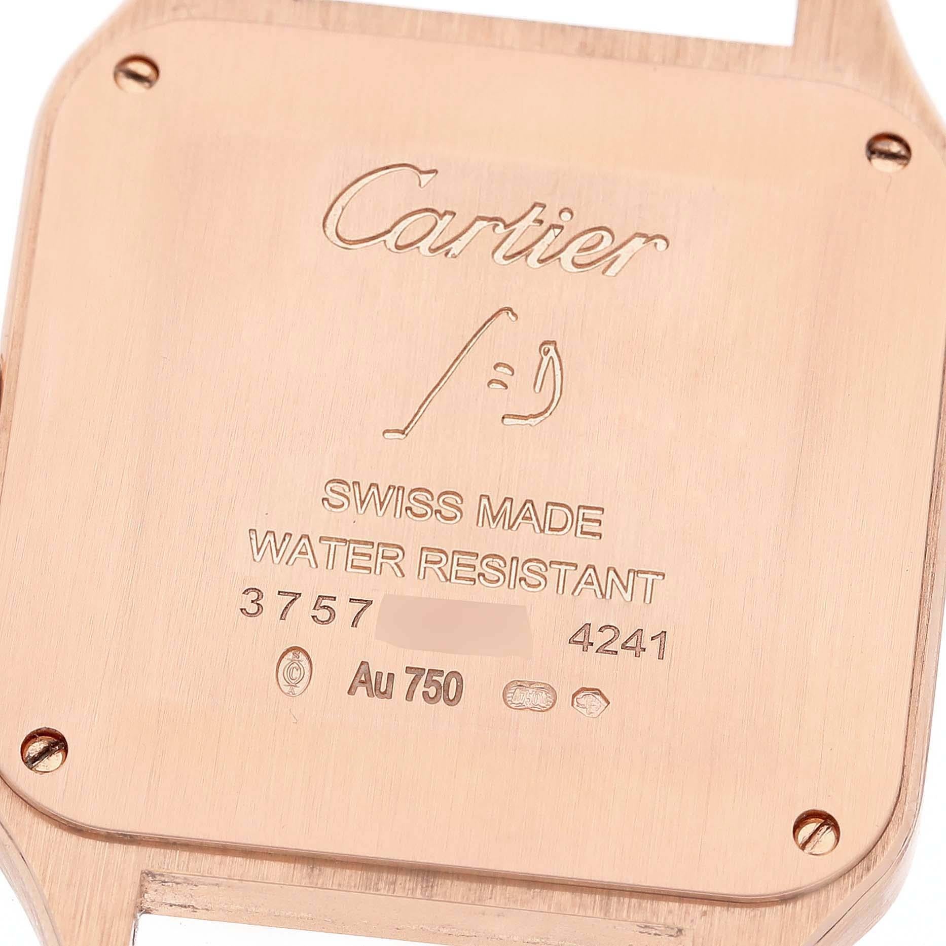 Cartier Santos Dumont Diamant-Lünette Roségold Damenuhr WJSA0016 Box Card im Angebot 3