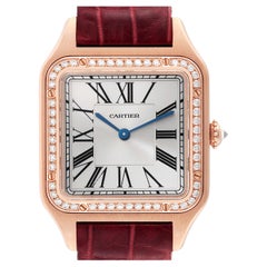 Orologio da donna Cartier Dumont con lunetta di diamanti in oro rosa WJSA0016 Box Card