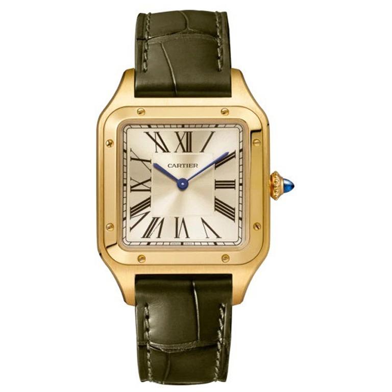Cartier Santos-Dumont Hand-Wound Mechanical Movement Yellow Gold Watch WGSA0027