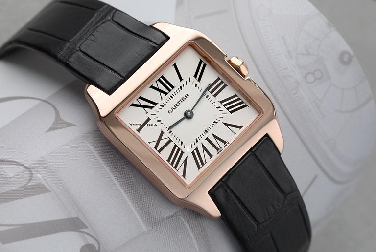 SANTOS DUMONT QUARTZ 33MM GOLD LEATHER