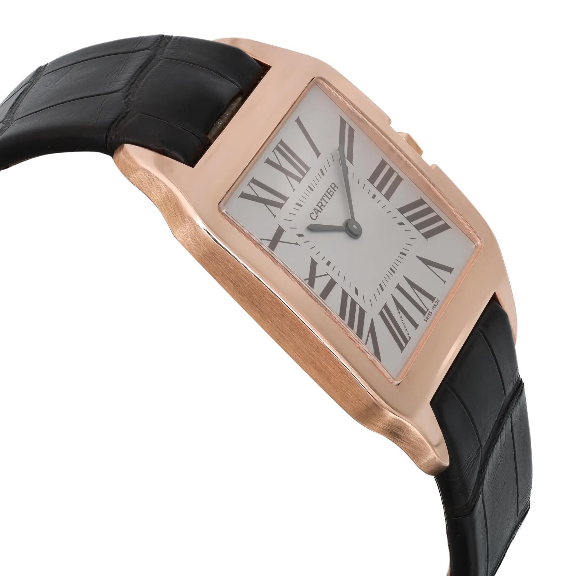 Men's Cartier Santos Dumont Large 18K Rose Gold Gray Dial Mens Watch W2006951 For Sale
