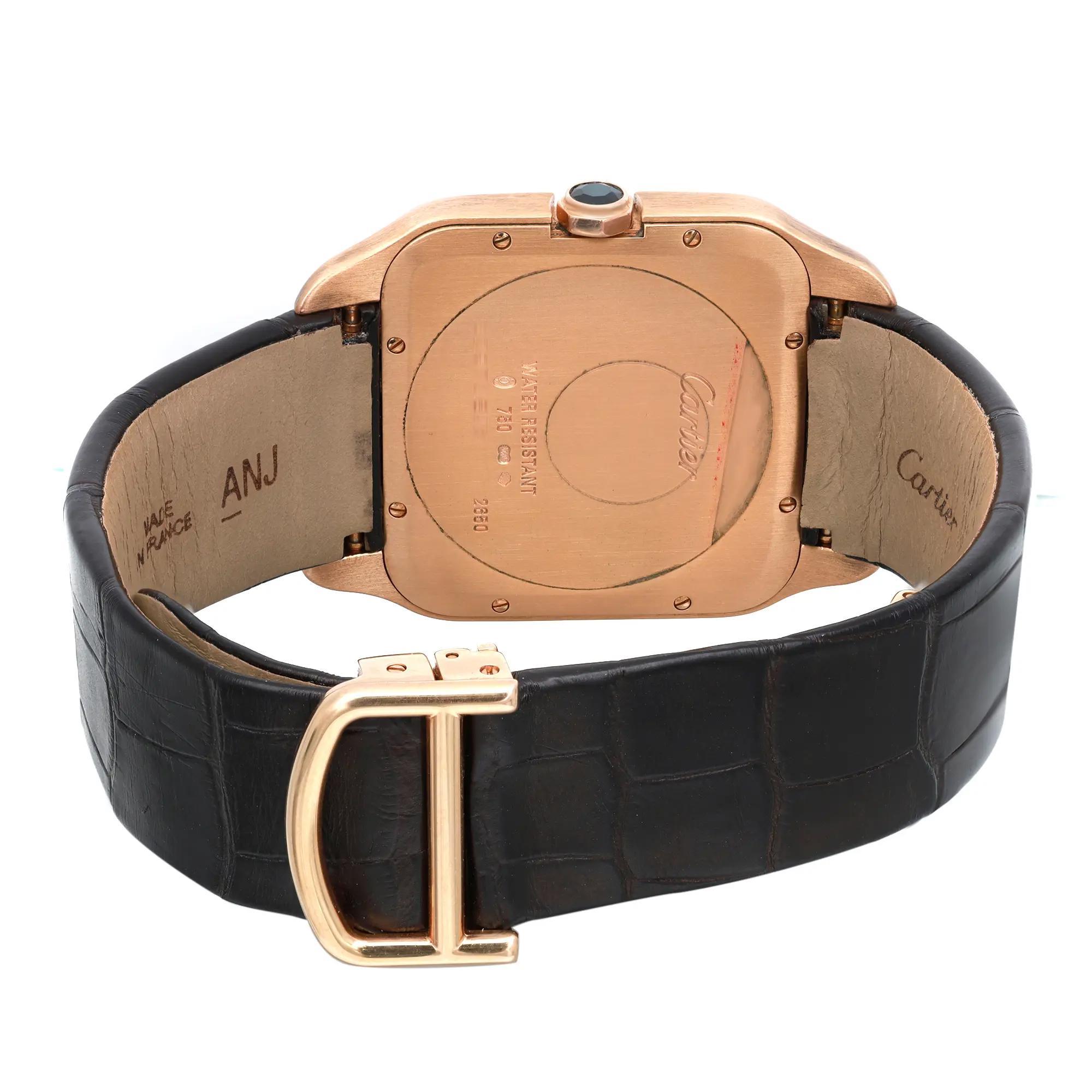 Cartier Santos Dumont Large 18K Rose Gold Gray Dial Mens Watch W2006951 For Sale 1