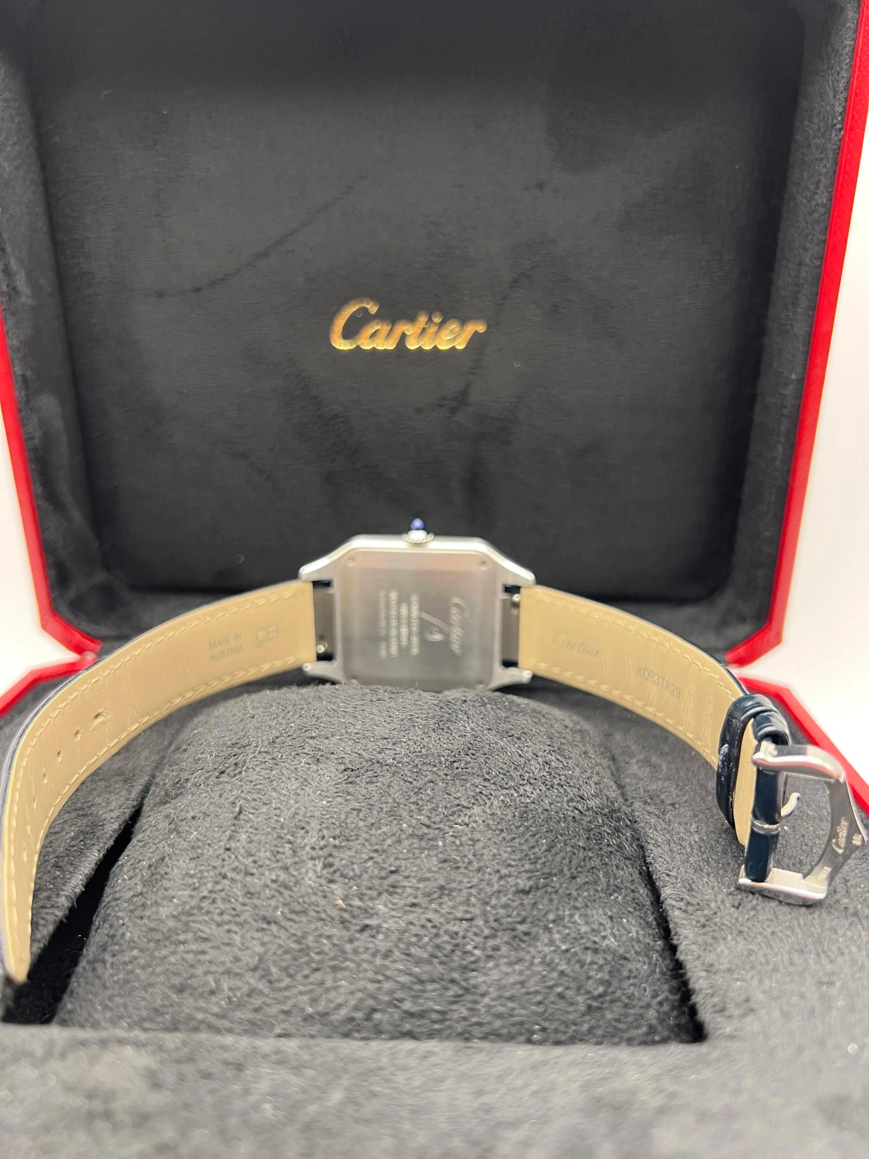 Cartier Santos Dumont Large 31.4mm x 43.5mm WSSA0022 Silver Dial Box Papers For Sale 8